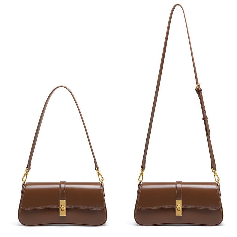 Roux – Women's Baguette Bag With Gold Turn-Lock Closure
