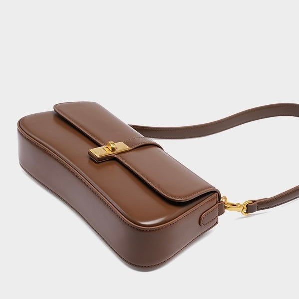 Roux – Women's Baguette Bag With Gold Turn-Lock Closure