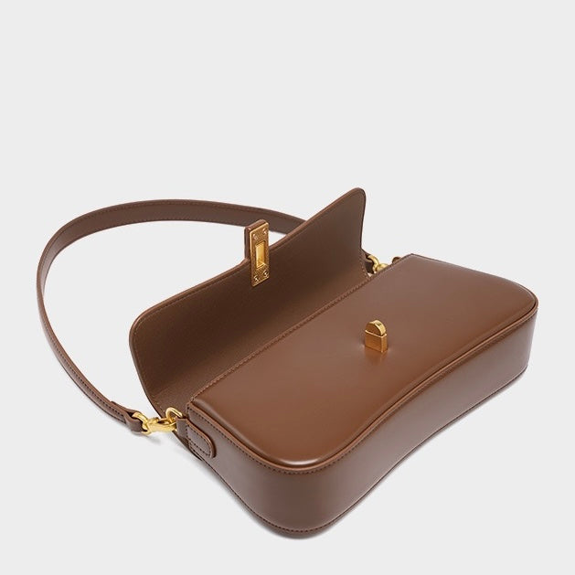 Roux – Women's Baguette Bag With Gold Turn-Lock Closure
