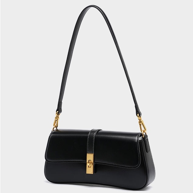 Roux – Women's Baguette Bag With Gold Turn-Lock Closure