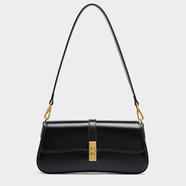 Roux – Women's Baguette Bag With Gold Turn-Lock Closure