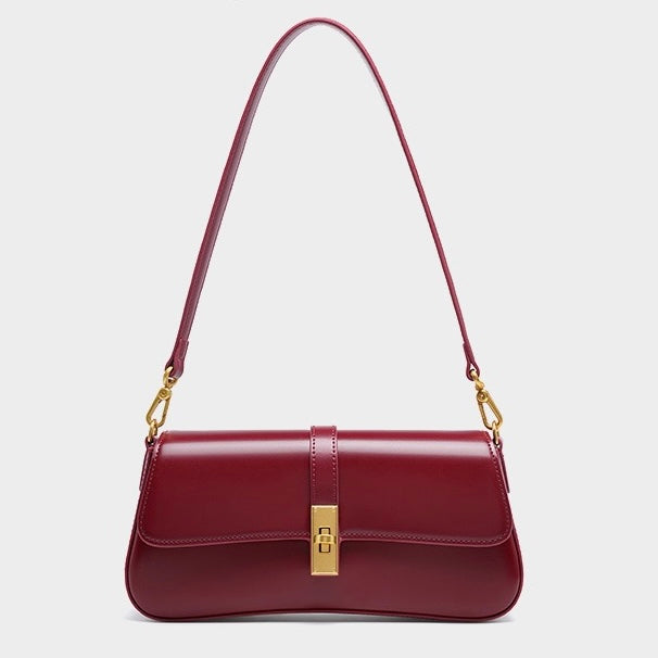 Roux – Women's Baguette Bag With Gold Turn-Lock Closure