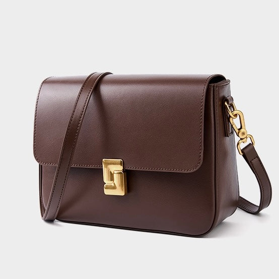Lola – Women's Shoulder Bag With Gold Turn-Lock Closure
