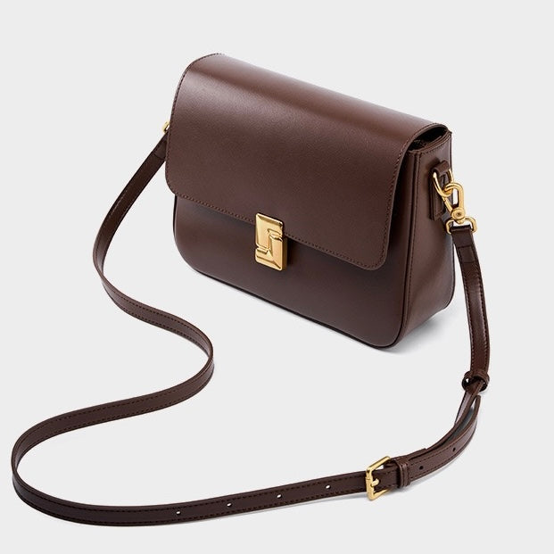 Lola – Women's Shoulder Bag With Gold Turn-Lock Closure