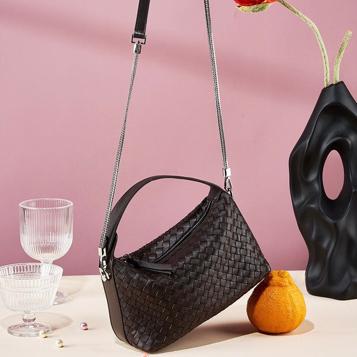 Palma – Woven Shoulder Bag With Chain Crossbody Strap