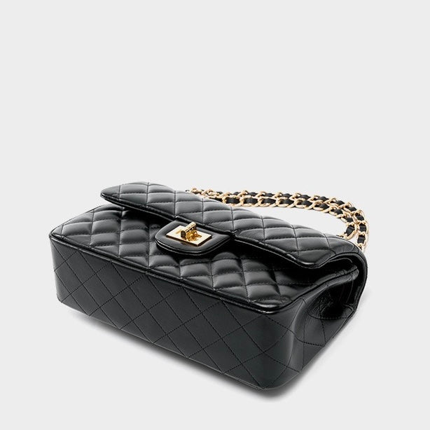 Lena – Quilted Chain Crossbody Bag, Classic Shoulder Purse with Turn-Lock Closure
