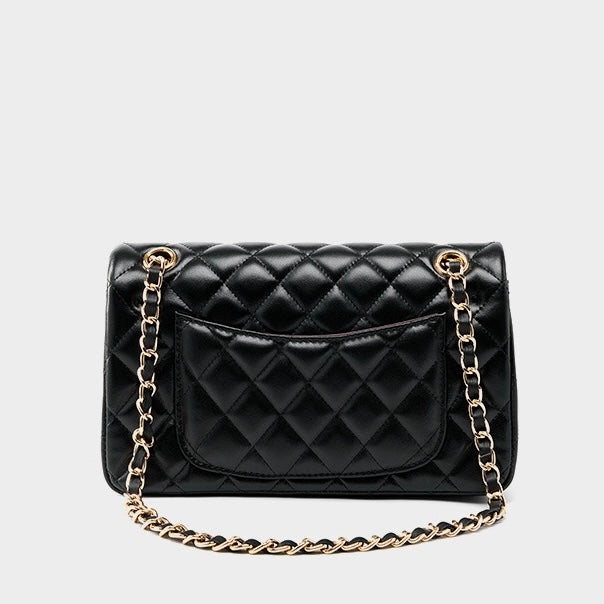 Lena – Quilted Chain Crossbody Bag, Classic Shoulder Purse with Turn-Lock Closure