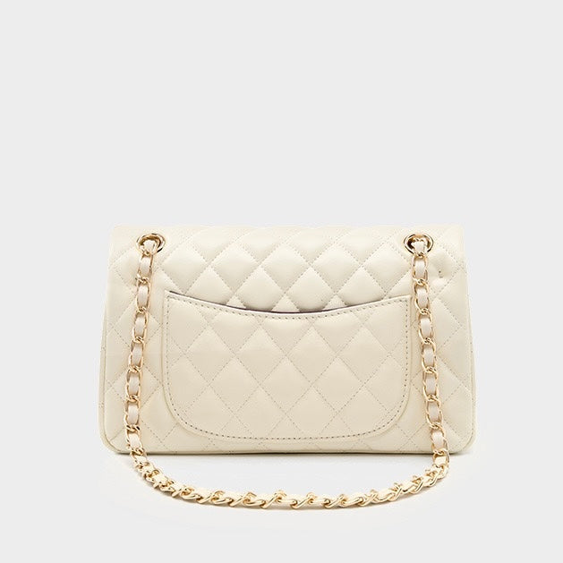 Lena – Quilted Chain Crossbody Bag, Classic Shoulder Purse with Turn-Lock Closure