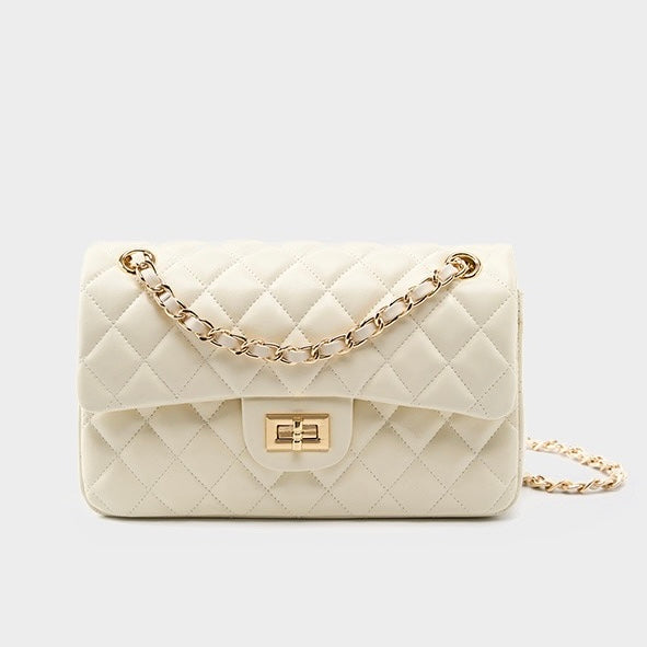 Lena – Quilted Chain Crossbody Bag, Classic Shoulder Purse with Turn-Lock Closure