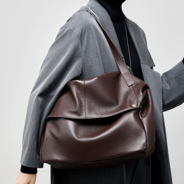Harlow – Large Leather Hobo Bag, Women's Oversized Shoulder Bag with Crossbody Strap & Front Pocket