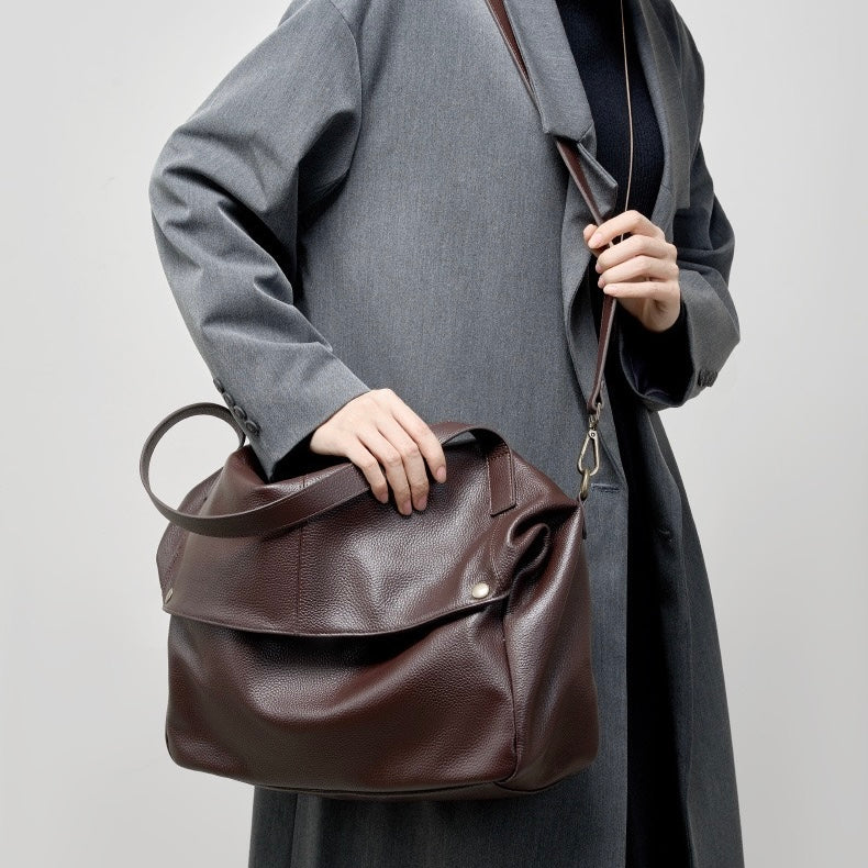 Harlow – Large Leather Hobo Bag, Women's Oversized Shoulder Bag with Crossbody Strap & Front Pocket