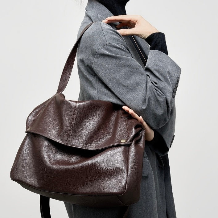Harlow – Large Leather Hobo Bag, Women's Oversized Shoulder Bag with Crossbody Strap & Front Pocket
