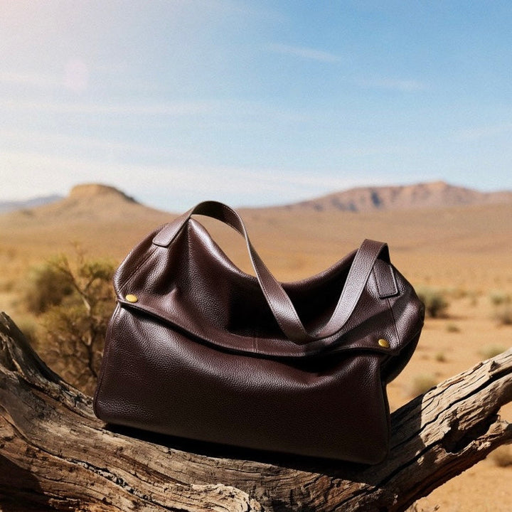Harlow – Large Leather Hobo Bag, Women's Oversized Shoulder Bag with Crossbody Strap & Front Pocket