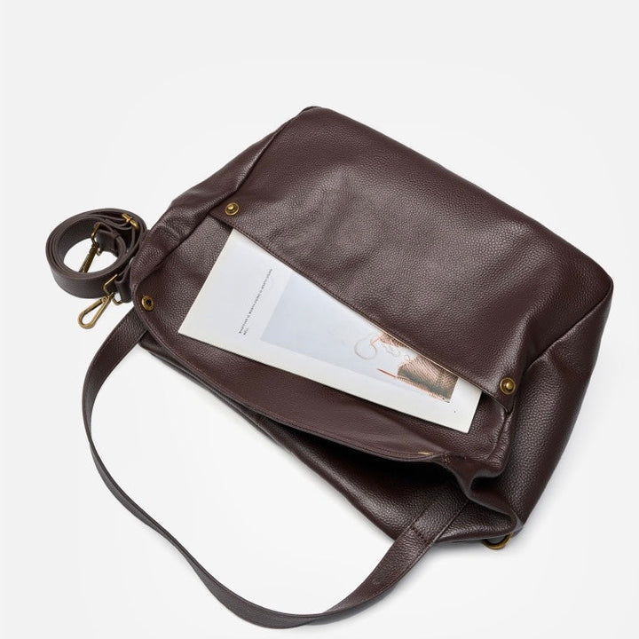 Harlow – Large Leather Hobo Bag, Women's Oversized Shoulder Bag with Crossbody Strap & Front Pocket