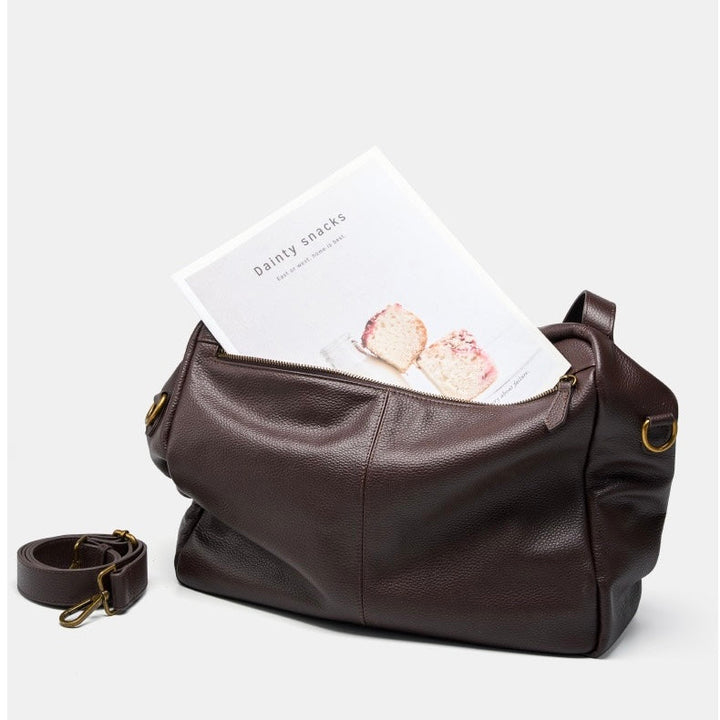 Harlow – Large Leather Hobo Bag, Women's Oversized Shoulder Bag with Crossbody Strap & Front Pocket