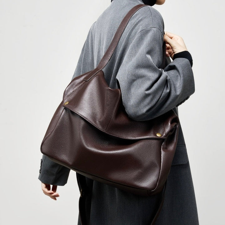 Harlow – Large Leather Hobo Bag, Women's Oversized Shoulder Bag with Crossbody Strap & Front Pocket