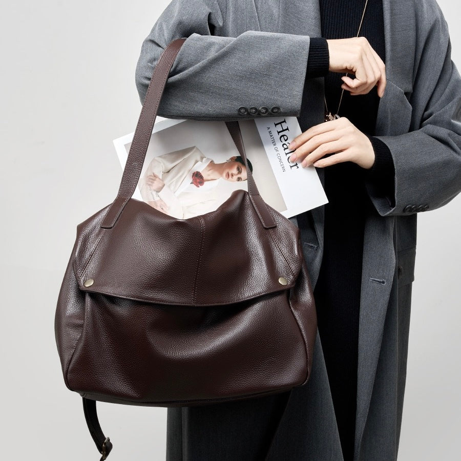 Harlow – Large Leather Hobo Bag, Women's Oversized Shoulder Bag with Crossbody Strap & Front Pocket