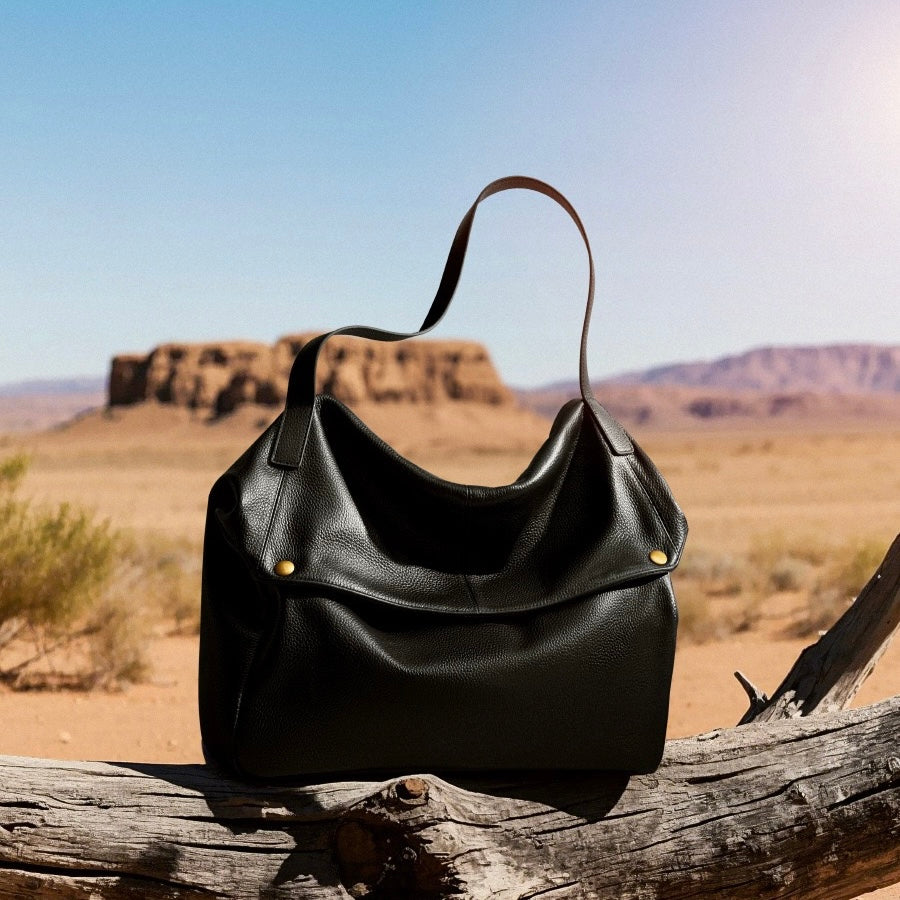 Harlow – Large Leather Hobo Bag, Women's Oversized Shoulder Bag with Crossbody Strap & Front Pocket
