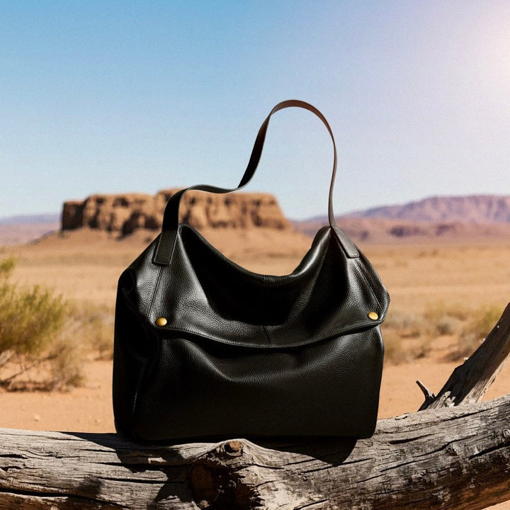 Harlow – Large Leather Hobo Bag, Women's Oversized Shoulder Bag with Crossbody Strap & Front Pocket