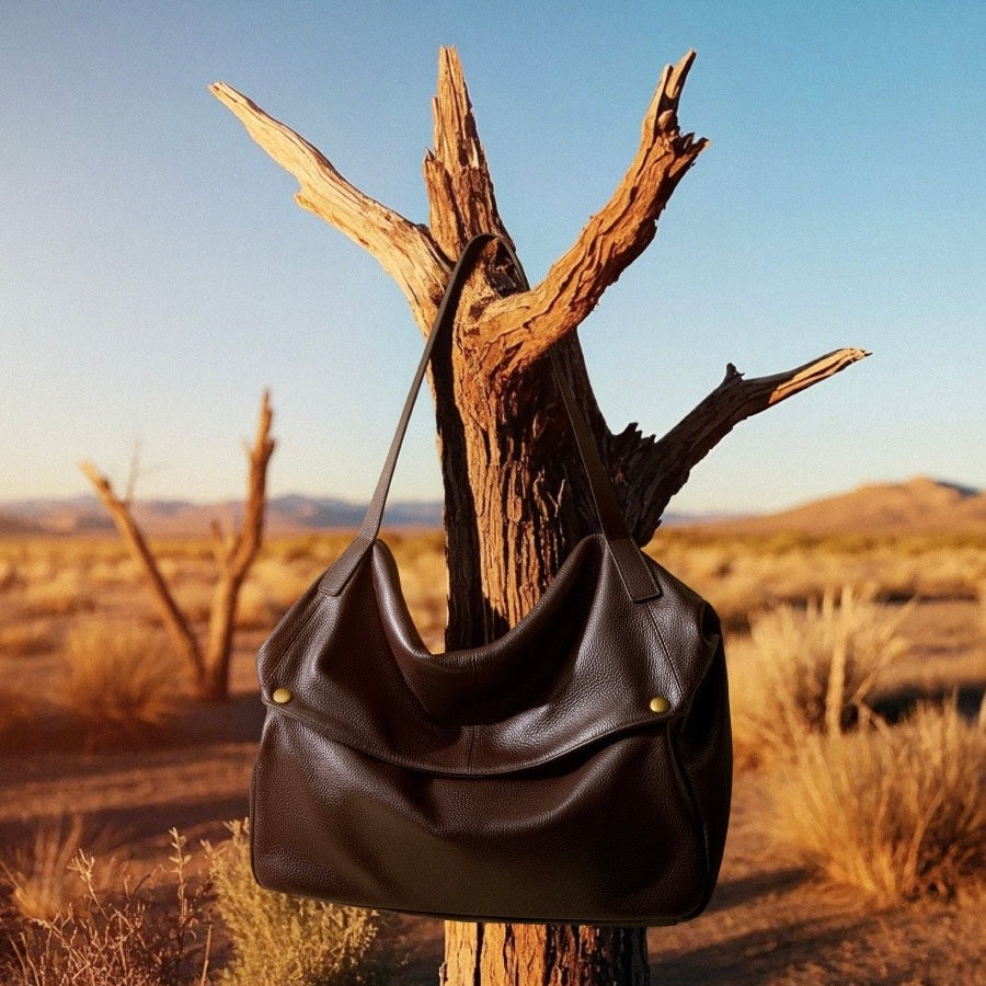 Harlow – Large Leather Hobo Bag, Women's Oversized Shoulder Bag with Crossbody Strap & Front Pocket