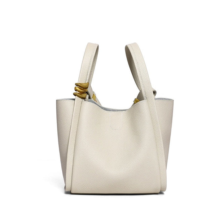 Nico – Women's Bucket Bag Small Shoulder Purse With Gold Ring Detail & Interior Pouch