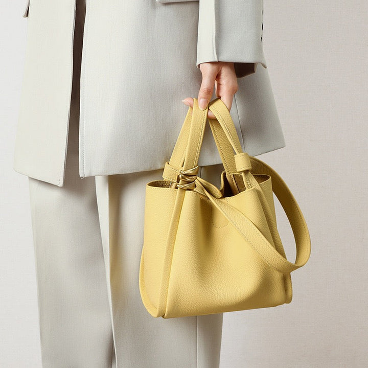 Nico – Women's Bucket Bag Small Shoulder Purse With Gold Ring Detail & Interior Pouch