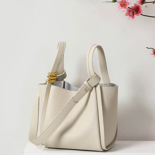 Nico – Women's Bucket Bag Small Shoulder Purse With Gold Ring Detail & Interior Pouch
