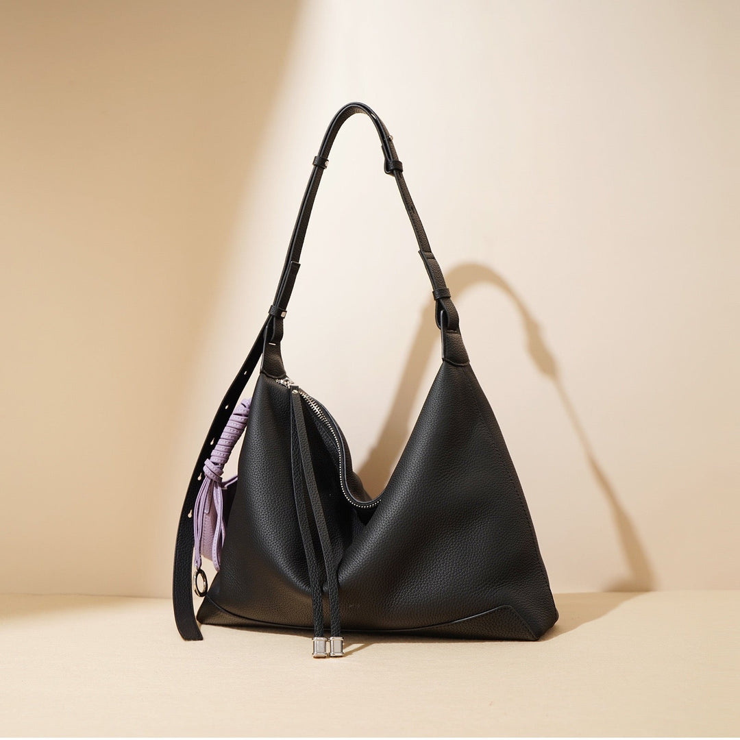 Tulum – Women's Leather Hobo Bag with Knotted Strap & Tassel Detail