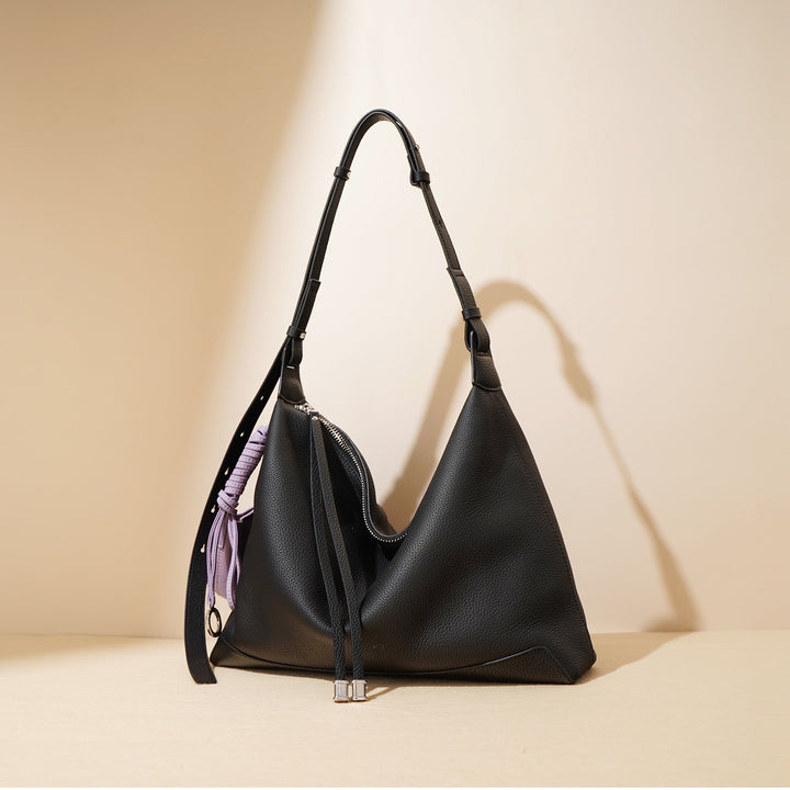 Tulum – Women's Leather Hobo Bag with Knotted Strap & Tassel Detail