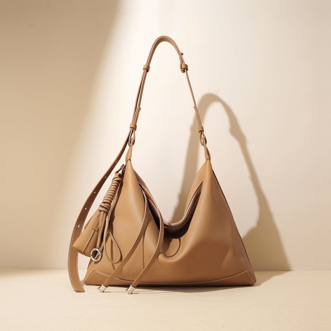 Tulum – Women's Leather Hobo Bag with Knotted Strap & Tassel Detail