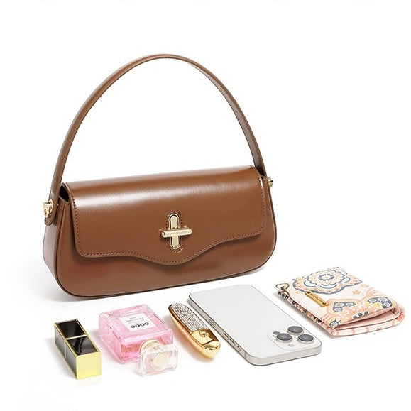 Remi – Shoulder Bag With Gold Turn Lock And Crossbody Strap