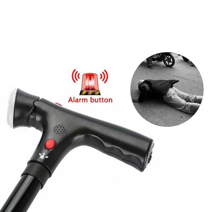 Folding Cane with Dual Handles, Alarm & Light