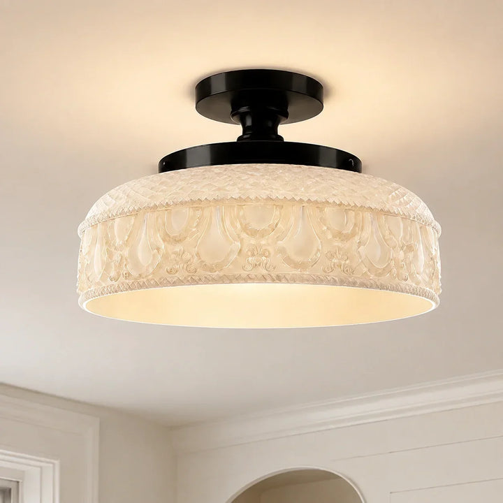 Jules Modern Textured Glass Disc Ceiling Light