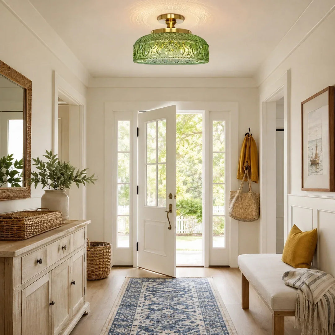 Jules Modern Textured Glass Disc Ceiling Light
