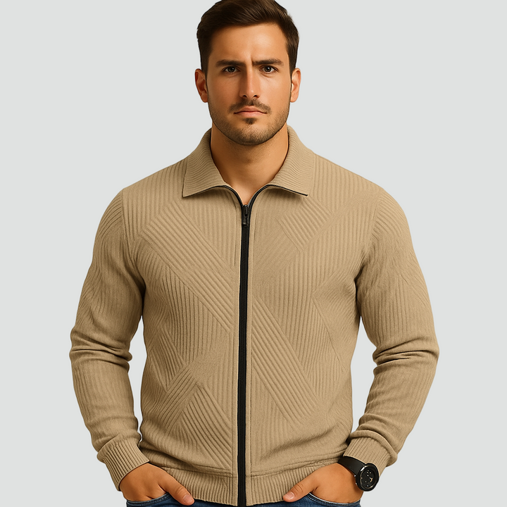 Comfortable Vest with Ribbed Texture Pattern and Zipper for Men