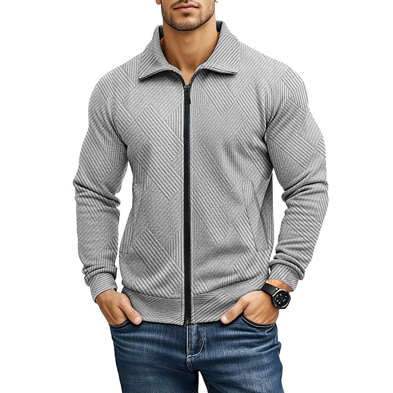 Comfortable Vest with Ribbed Texture Pattern and Zipper for Men