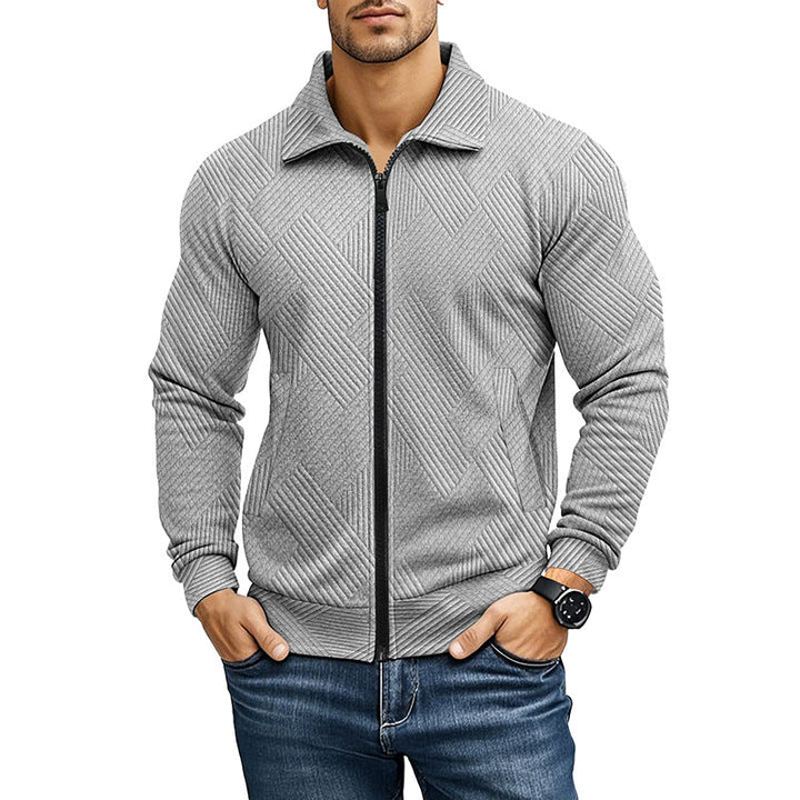 Comfortable Vest with Ribbed Texture Pattern and Zipper for Men