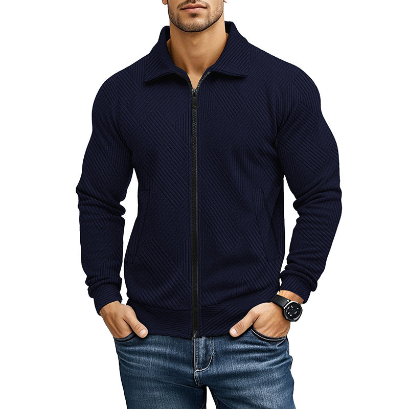 Comfortable Vest with Ribbed Texture Pattern and Zipper for Men