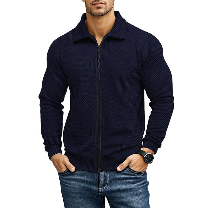 Comfortable Vest with Ribbed Texture Pattern and Zipper for Men
