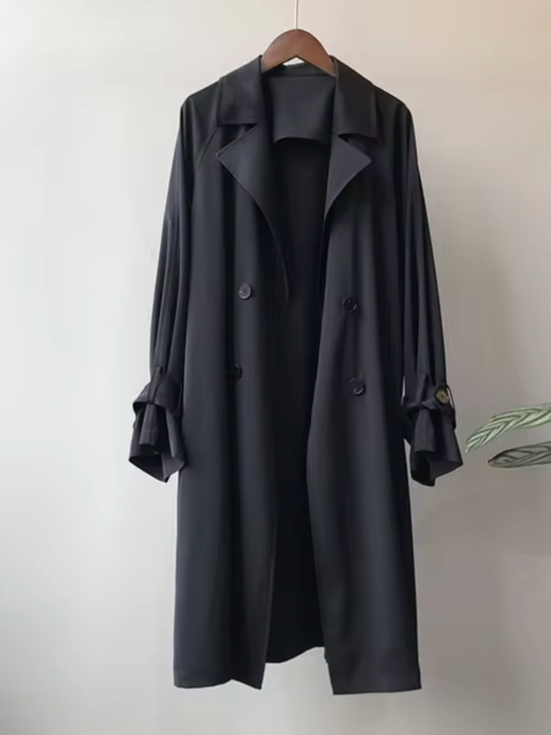 Women's All-Weather Structured Trench Coat with Double Breasted Lapel