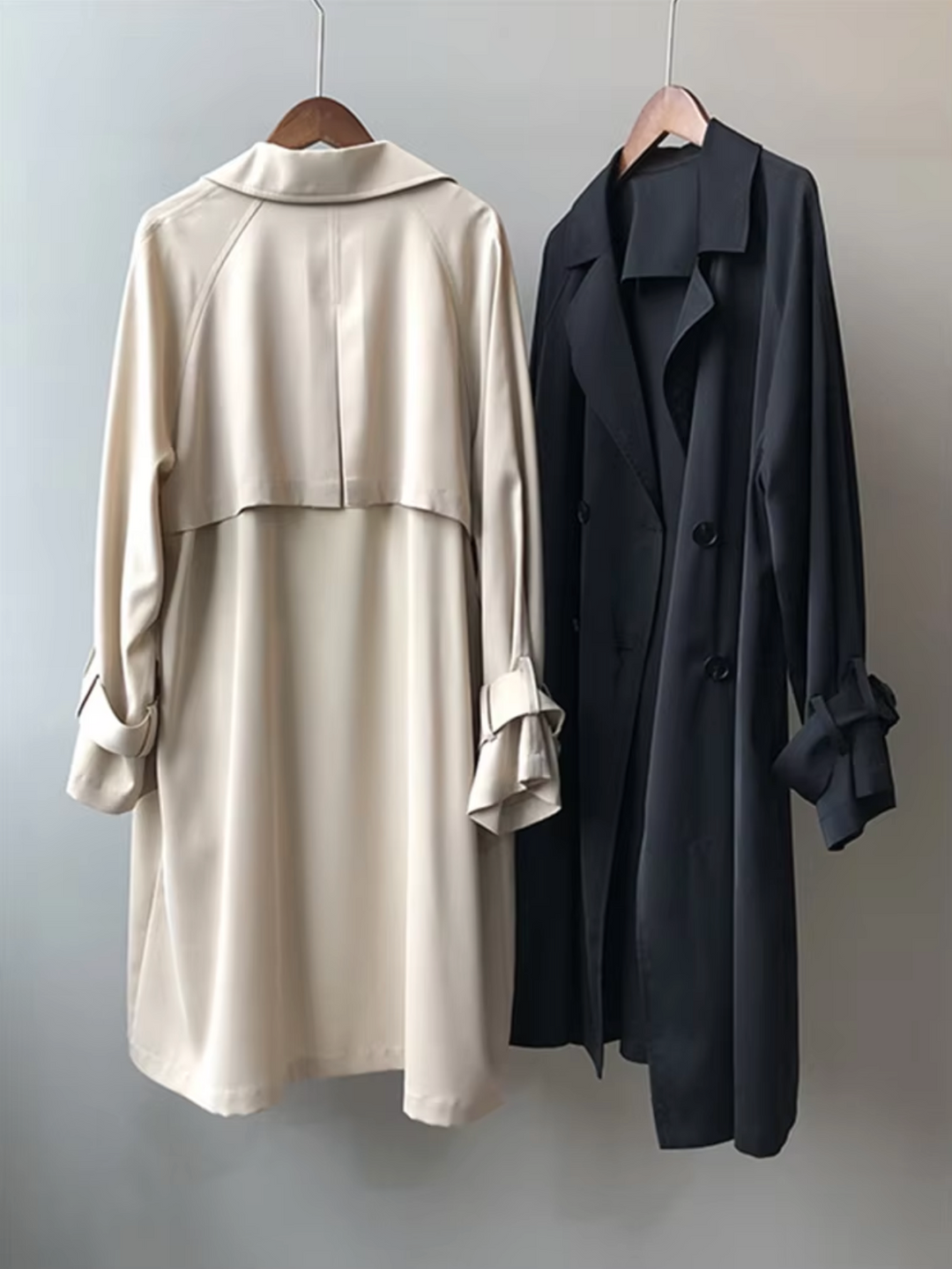 Women's All-Weather Structured Trench Coat with Double Breasted Lapel