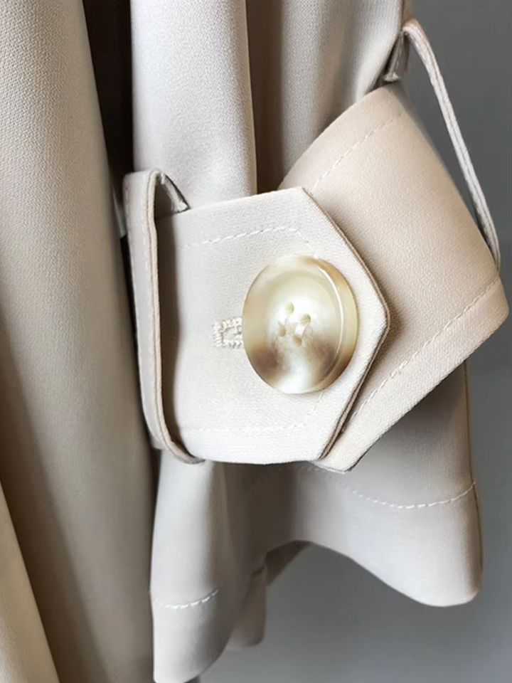 Women's All-Weather Structured Trench Coat with Double Breasted Lapel