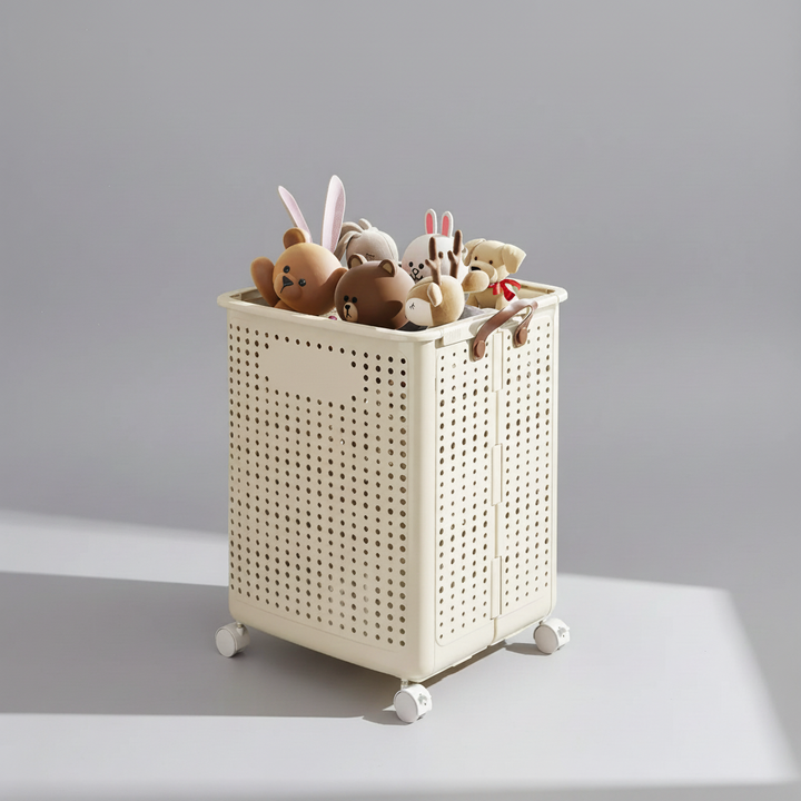 Rolling Collapsible Laundry Hamper with Breathable Design