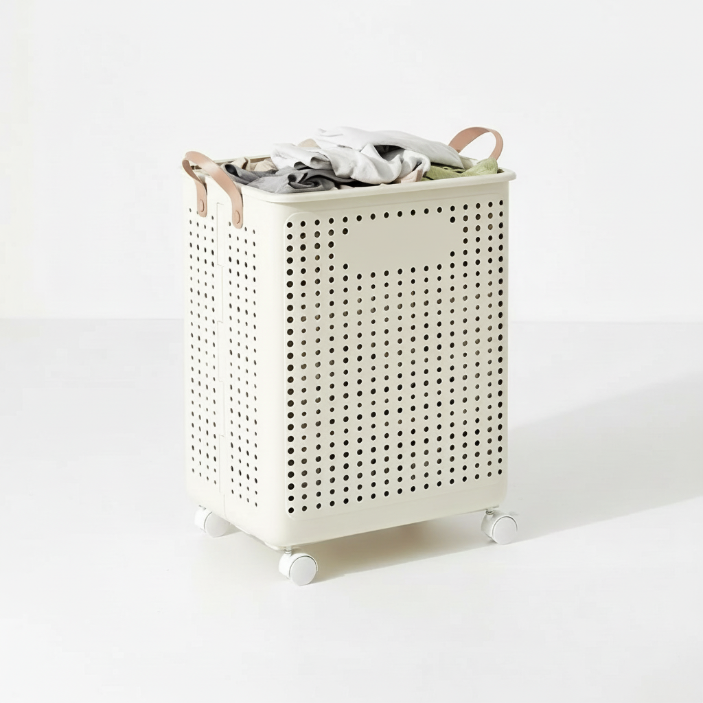 Rolling Collapsible Laundry Hamper with Breathable Design