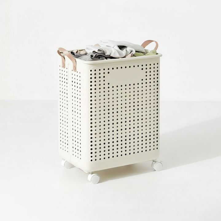 Rolling Collapsible Laundry Hamper with Breathable Design