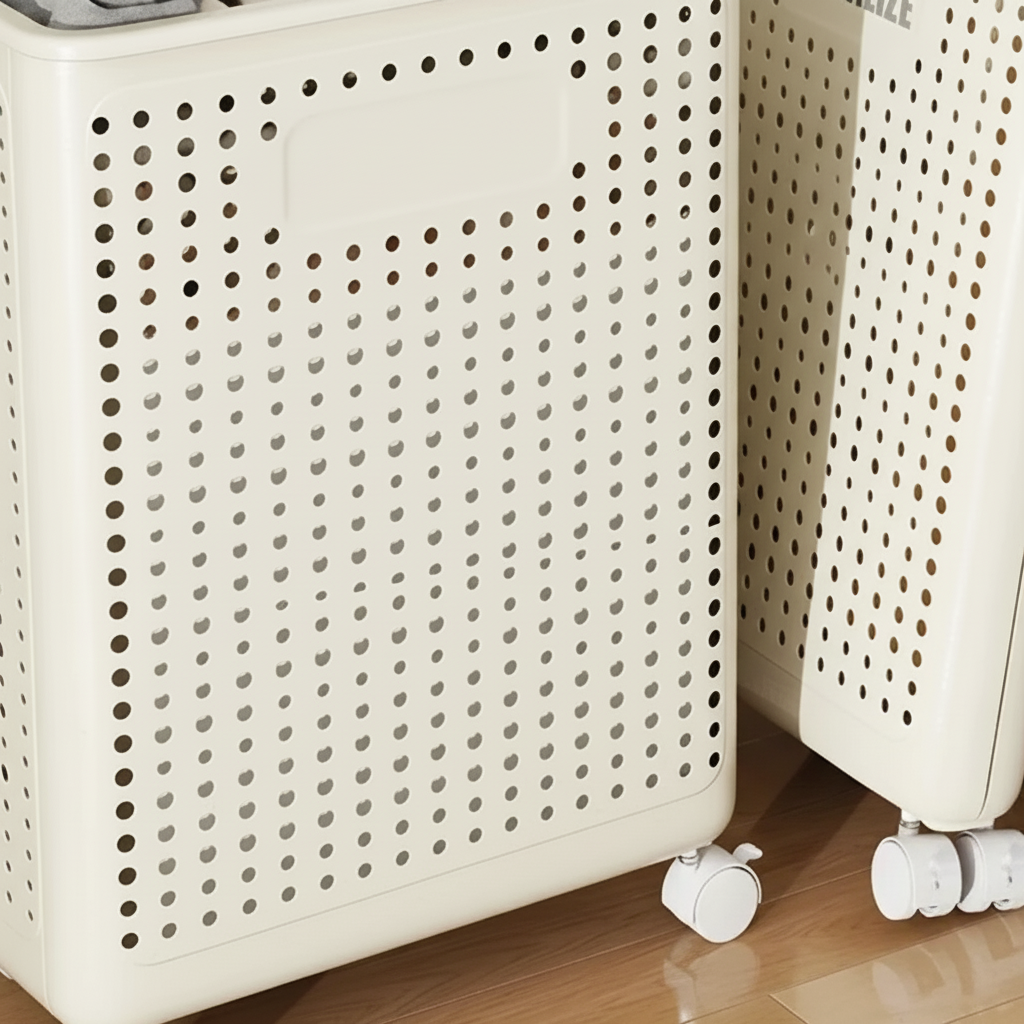 Rolling Collapsible Laundry Hamper with Breathable Design