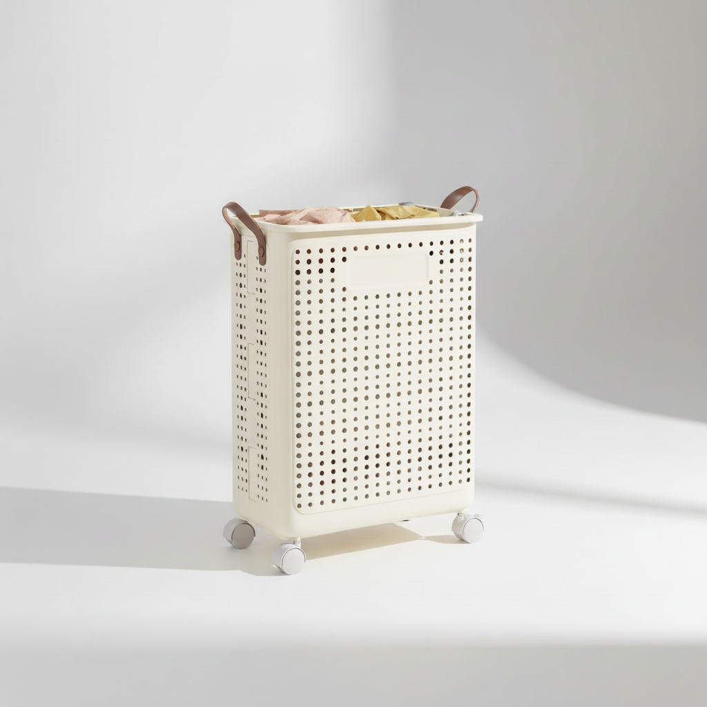 Rolling Collapsible Laundry Hamper with Breathable Design