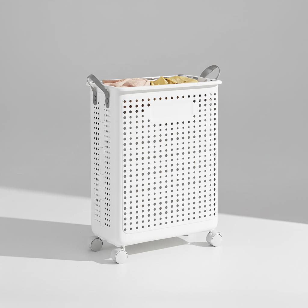 Rolling Collapsible Laundry Hamper with Breathable Design