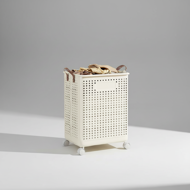 Rolling Collapsible Laundry Hamper with Breathable Design
