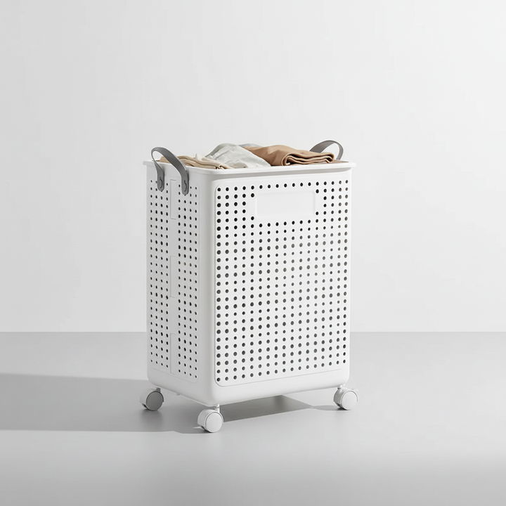 Rolling Collapsible Laundry Hamper with Breathable Design